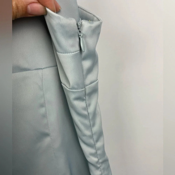 Urban Outfitters Baby Blue Wesley Satin Straight Neck Slip‎ Mini Dress - Picture 7 of 8